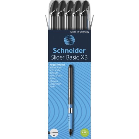 Schneider Slider Basic XB Ballpoint Pen - Extra Broad Pen Point - 1.4 mm Pen Point Size - Black - Transparent Rubberized, Black,