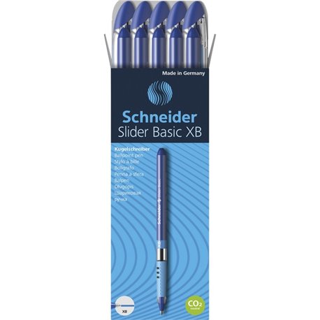 Schneider Slider Basic XB Ballpoint Pen - Extra Broad Pen Point - 1.4 mm Pen Point Size - Blue - Blue Rubberized, Transparent, S