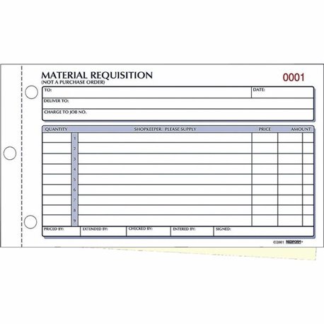 Rediform Material Requisition Purchasing Forms - 50 Sheet(s) - 2 PartCarbonless Copy - 7.87" x 4.25" Sheet Size - White, Yellow 