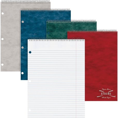 Rediform Porta-Desk 1-Subject Notebooks - 80 Sheets - Coilock - Ruled Margin - 8 1/2" x 11 1/2" - White Paper - AssortedPressboa