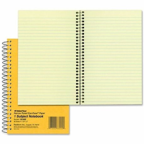 Rediform Brown Board 1-Subject Notebooks - 80 Sheets - Coilock - Red Margin - 16 lb Basis Weight - 5" x 7 3/4" - Green Paper - B