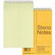 Rediform Steno Notebook - 80 Sheets - Wire Bound - Gregg Ruled Margin - 16 lb Basis Weight - 6" x 9" - Green Paper - BrownBoard 