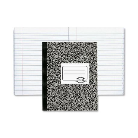 Rediform Xtreme White Notebook - 80 Sheets - Sewn - College Ruled - Ruled Red Margin - 7 7/8" x 10" - White Paper - Black Marble