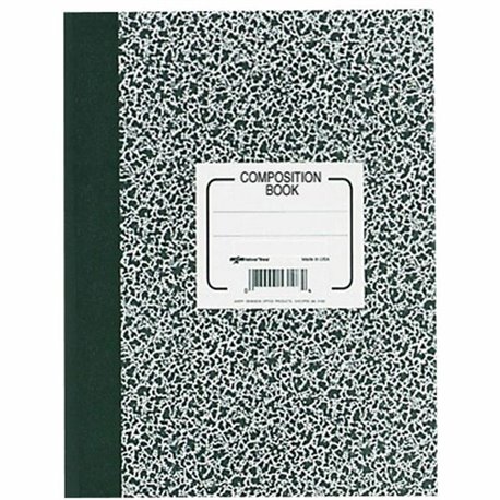 Rediform College Rule Composition Book - 80 Sheets - Sewn - Ruled Margin - 8 3/8" x 11" - White Paper - Black Marble Cover - Sub