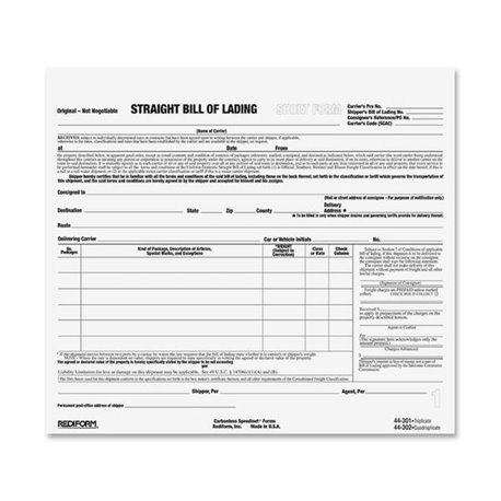 Rediform Snap-A-Way Bill of Lading Forms - 3 PartCarbonless Copy - 8.50" x 7" Sheet Size - 2 x Holes - White Sheet(s) - Black Pr