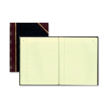 Rediform Black Texhide Cover Record Books - 300 Sheet(s) - Thread Sewn - 8.37" x 10.37" Sheet Size - Black - Green Sheet(s) - Br