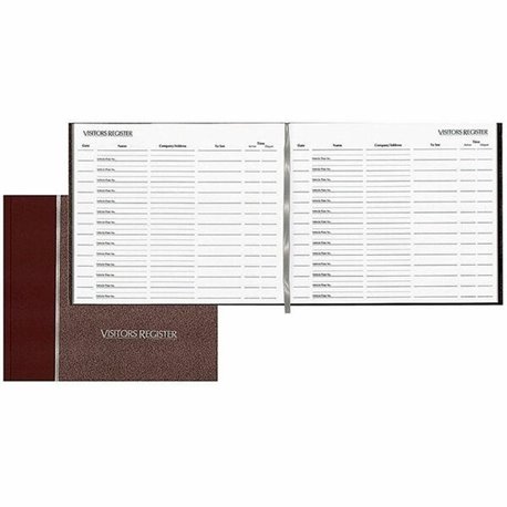 Rediform Hardcover Visitor's Register - 128 Sheet(s) - Thread Sewn - 9.87" x 8.50" Sheet Size - Burgundy - White Sheet(s) - Burg