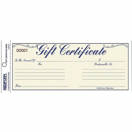 Rediform Gift Certificates with Envelopes - 8.5" x 3.7" - Blue - 25 / Pack