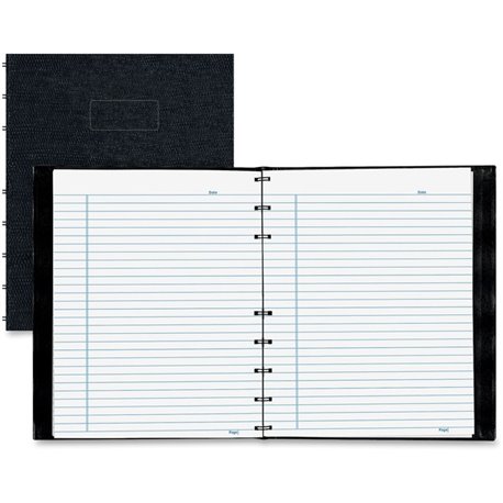 Rediform NotePro Twin-wire Composition Notebook - 150 Sheets - Twin Wirebound - 7 1/4" x 9 1/4" - White Paper - Black Lizard Cov