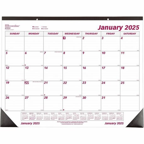 Brownline Professional Monthly Desk/Wall Calendar - Julian Dates - Monthly - 1 Year - January 2025 - December 2025 - 1 Month Sin