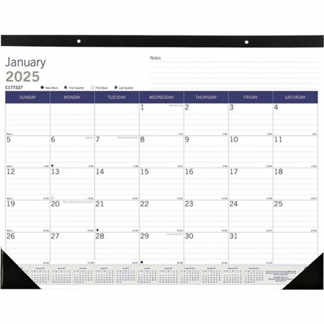 Blueline DuraGlobe Monthly Desk Pad Calendar, 22"x 17" , English - Julian Dates - Monthly - 12 Month - January 2025 - December 2