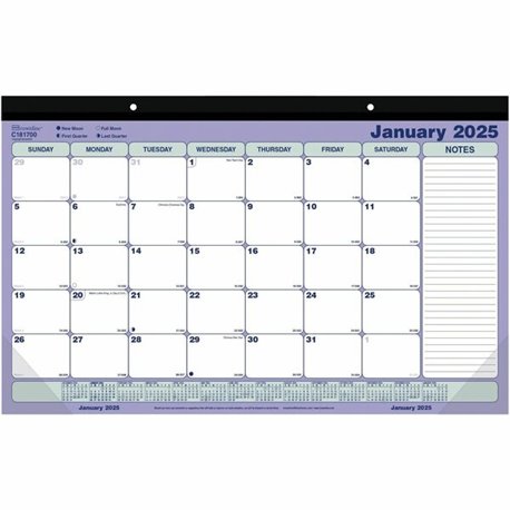 Blueline Monthly Desk Pad/Wall Calendar 17-3/4" x 10-7/8" , English - Monthly - 1 Year - January 2025 - December 2025 - 1 Month 