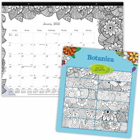 Blueline DoodlePlan Desk Pad - Botanica - Julian - Monthly - January 2022 till December 2022 - 1 Month Single Page Layout - Desk