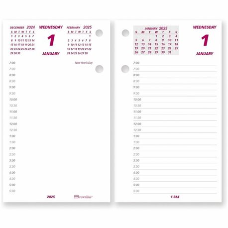 Brownline Daily Calendar Pad Refill 6" x 3-1/2" , English - Daily - 1 Year - January 2025 - December 2025 - 7:00 AM to 6:30 PM -