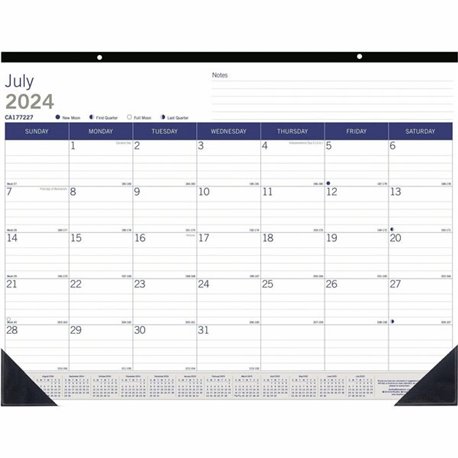 Blueline DuraGlobe Academic Monthly Desk Pad - Academic - Julian Dates - Monthly - 13 Month - July 2024 - July 2025 - 1 Month Si