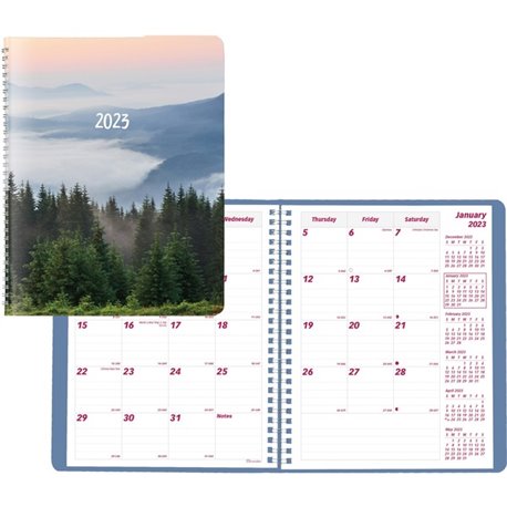 Brownline Mountain Monthly Planner - Monthly - 14 Month - December 2024 - January 2026 - Twin Wire - Nature's Hues - 8.9" Height