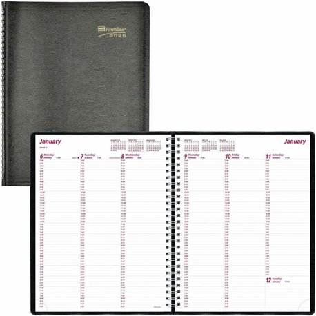 Brownline Soft Cover Twin-wire Weekly Planner - Julian Dates - Weekly - 1 Year - January 2025 - December 2025 - 7:00 AM to 8:45 