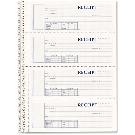 Rediform 3-part Wirebound Money Receipt Book - Wire Bound - 3 PartCarbonless Copy - 2.75" x 7" Form Size - Pink, White - 1 Each