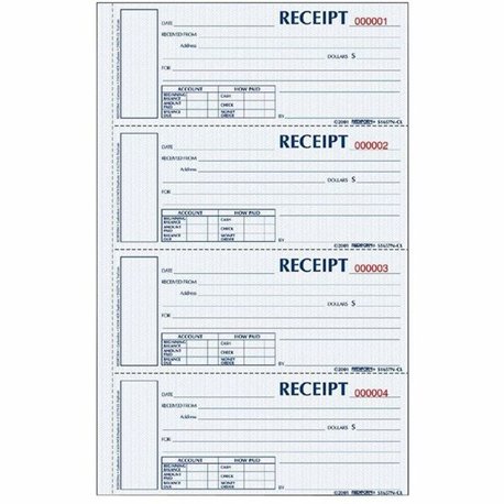 Rediform Hardbound Numbered Money Receipt Books - 200 Sheet(s) - 3 PartCarbonless Copy - 2.75" x 6.87" Form Size - 8" x 11" Shee