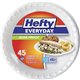 Hefty Everyday 8-7/8" 3-Compartment Foam Plates - Disposable - 8.9" Diameter - White - 45 / Pack