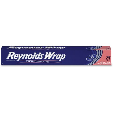 Reynolds Wrap Standard Aluminum Foil - 12" Width x 75 ft Length - Moisture Proof, Grease Proof, Odor Proof, Durable, Heat Resist