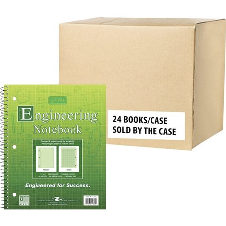 Roaring Spring WB Engineering Book Green 11"x9" - 80 Sheets - 160 Pages - Back Ruling Surface - 3 Hole(s) - 20 lb Basis Weight -