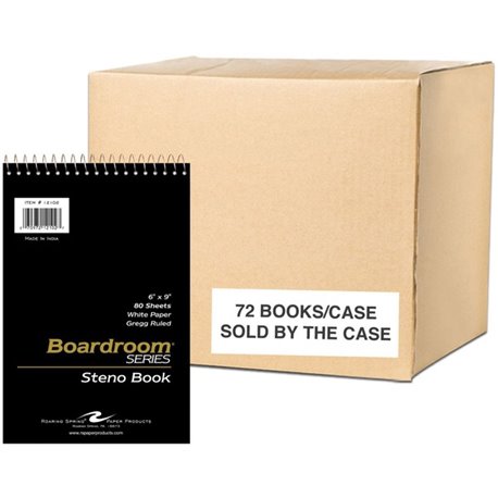 Roaring Spring Boardroom Series Gregg Ruled Spiral Steno Memo Book - 80 Sheets - 160 Pages - Printed - Spiral Bound - Both Side 