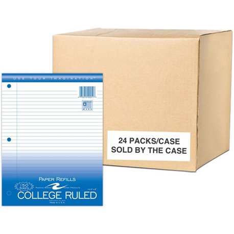 Roaring Spring College Ruled Loose Leaf Filler Paper - 150 Sheets - 300 Pages - Printed - Both Side Ruling Surface - Red Margin 