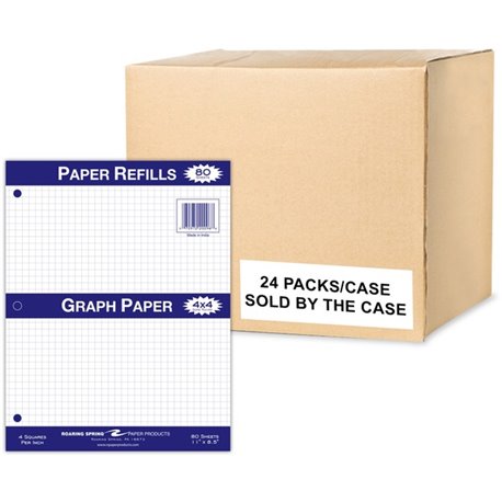 Roaring Spring Graph Filler Paper - 80 Sheets - 160 Pages - Printed - Both Side Ruling Surface - 3 Hole(s) - 15 lb Basis Weight 