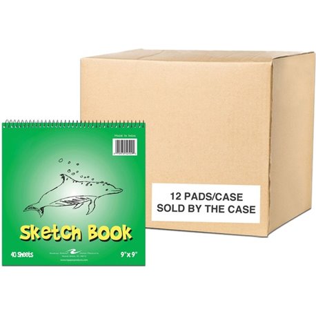 Roaring Spring Kid's Spiral Art Sketch Book - 40 Sheets - 80 Pages - Plain - Spiral Bound - 20 lb Basis Weight - 75 g/m&178 Gram