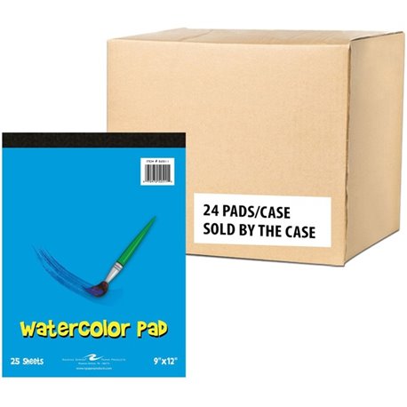 Roaring Spring Kids Watercolor Pad 9"x12" - 25 Sheets - 50 Pages - Plain - Glued/Tapebound - Plain - 40 lb Basis Weight - 150 g/