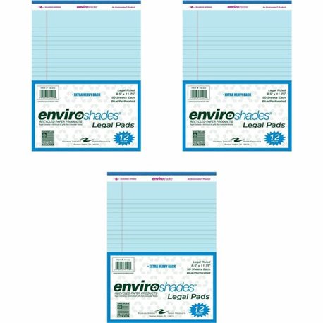 Roaring Spring EnviroShades Colored Legal Pad - 50 Sheets - 100 Pages - Printed - Stapled/Tapebound - Both Side Ruling Surface -