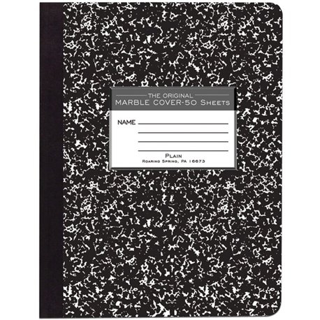 Roaring Spring Unruled Hard Cover Composition Book - 50 Sheets - 100 Pages - Plain - Sewn/Tapebound - 15 lb Basis Weight - 56 g/