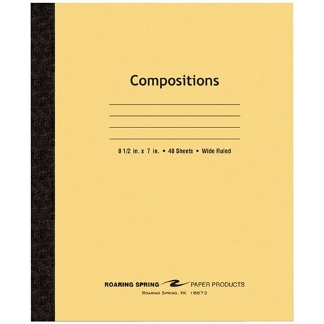 Roaring Spring Wide Ruled Flexible Cover Composition Book - 48 Sheets - 96 Pages - Printed - Sewn/Tapebound - Both Side Ruling S