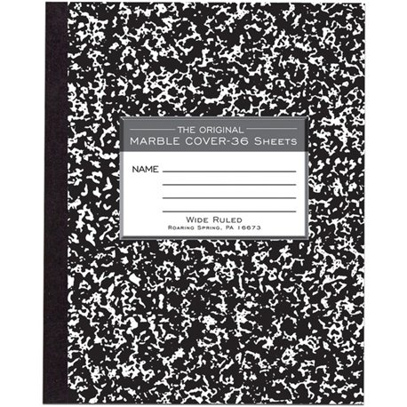 Roaring Spring Wide Ruled Flexible Cover Composition Book - 36 Sheets - 72 Pages - Printed - Sewn/Tapebound - Both Side Ruling S