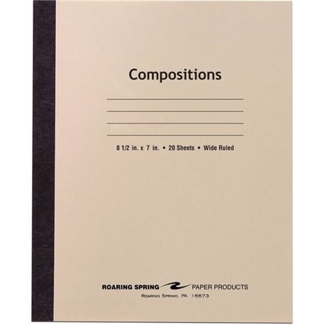 Roaring Spring Wide Ruled Flexible Cover Composition Book - 20 Sheets - 40 Pages - Printed - Sewn/Tapebound - Both Side Ruling S