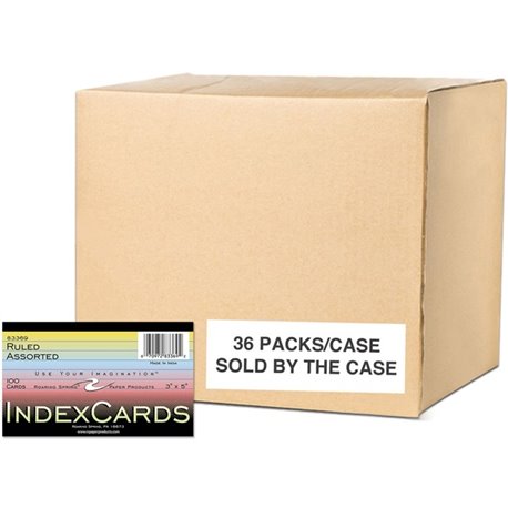 Roaring Spring Colored Index Cards - 100 Sheets - 200 Pages - Printed - Both Side Ruling Surface - 43 lb Basis Weight - 160 g/m&