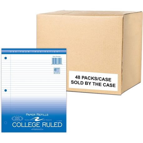 Roaring Spring College Ruled Filler Paper - 100 Sheets - 200 Pages - Printed - Both Side Ruling Surface - Red Margin - 3 Hole(s)