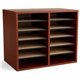 Safco Adjustable 12-Slot Wood Literature Organizer - 12 Compartment(s)Desktop - Adjustable - Laminate - Cherry - Hardboard, Fibe