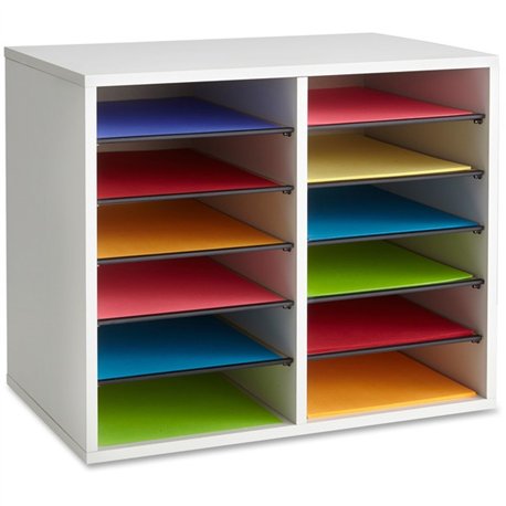 Safco Adjustable 12-Slot Wood Literature Organizer - 12 Compartment(s) - 16.1" Height x 19.6" Width x 11.9" DepthDesktop - Adjus