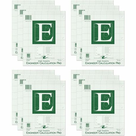 Roaring Spring 5x5 Grid Engineering Pad - 200 Sheets - 400 Pages - Printed - Glued - Back Ruling Surface - 3 Hole(s) - 15 lb Bas