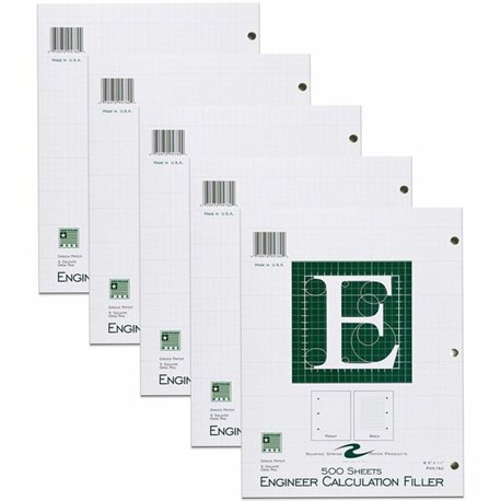 Roaring Spring 5x5 Graph Ruled Engineering Loose Leaf Filler Paper - 500 Sheets - 1000 Pages - Printed - Back Ruling Surface - 3