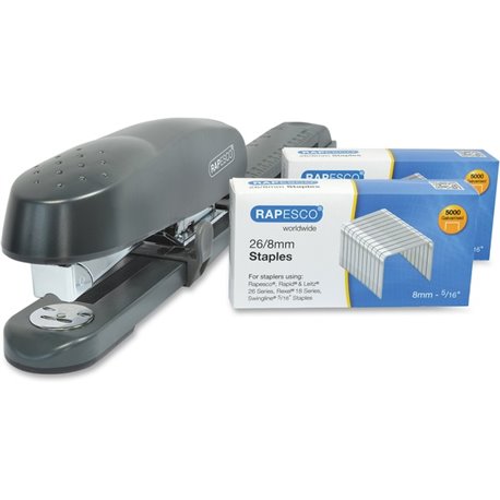 Rapesco 790 Long Arm Stapler with Staples Set - 50 of 80g/m&178 Paper Sheets Capacity - 26/8mm, 24/8mm, 26/6mm, 24/6mm Staple Si