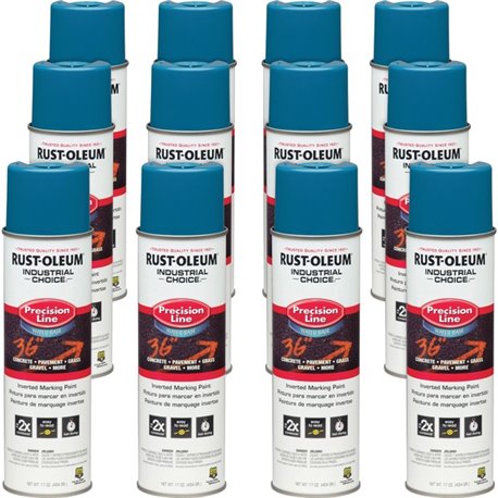 Rust-Oleum Industrial Choice Precision Line Marking Paint - 17 fl oz - 12 / Carton - Caution Blue