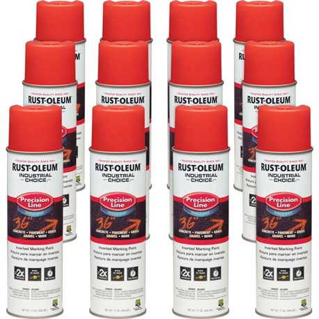 Rust-Oleum Industrial Choice Precision Line Marking Paint - 17 fl oz - 12 / Carton - Safety Red