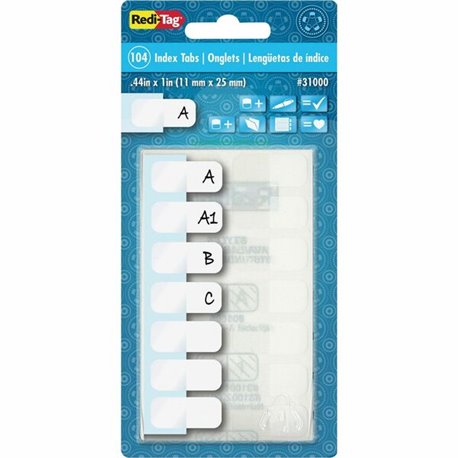 Redi-Tag Permanent Stick Write-On Index Tabs - 104 Write-on Tab(s) - 1" Tab Height x 0.43" Tab Width - Self-adhesive, Permanent 