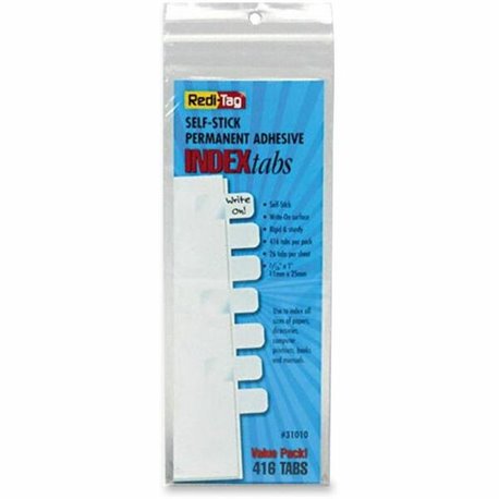 Redi-Tag Permanent Stick Write-On Index Tabs - 416 Write-on Tab(s) - 1" Tab Height x 0.43" Tab Width - Self-adhesive, Permanent 