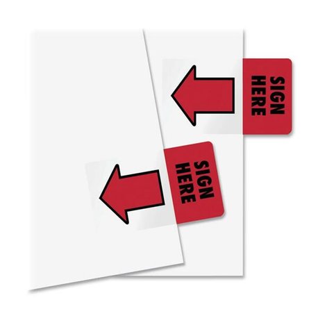 Redi-Tag Sign Here Red Arrow Page Flags - 50 - 1" x 1 11/16" - Rectangle - "SIGN HERE" - Red - Removable, Self-adhesive - 50 / P