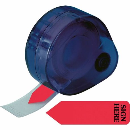 Redi-Tag Sign Here Reversible Flags In Dispenser - 120 x Red - 1 7/8" x 9/16" - Arrow - "SIGN HERE" - Red - Removable, Self-adhe