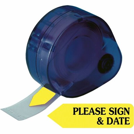 Redi-Tag Please Sign and Date Arrows In Dispenser - 120 x Yellow - 1 7/8" x 9/16" - Arrow - "Sign & Date" - Yellow - Removable, 